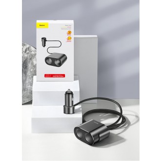 Rozbočovač nabíječky do auta Baseus 2x USB 3.1A 17W + 2x zásuvka do zapalovače cigaret 80W černá (CRDYQ-01)
