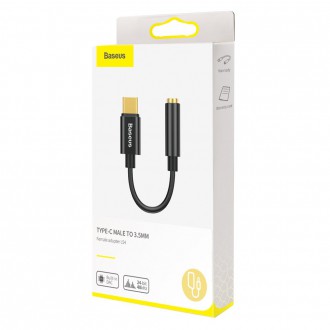 Baseus L54 adaptér pro sluchátka z USB-C na audio jack 3,5 mm DAC 24 bit 48 KHz černá (CATL54-01)