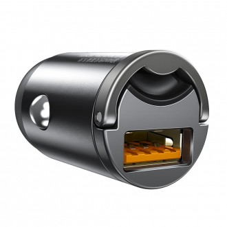 Baseus Tiny Star mini chytrá USB nabíječka do auta 30W Quick Charge 3.0 šedá (VCHX-A0G)