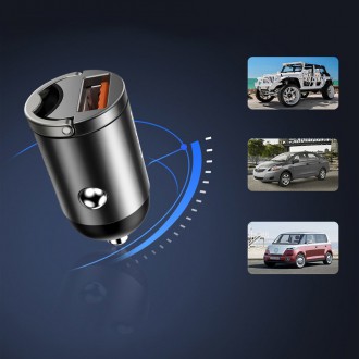Baseus Tiny Star mini chytrá USB nabíječka do auta 30W Quick Charge 3.0 šedá (VCHX-A0G)