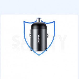 Baseus Tiny Star mini chytrá USB nabíječka do auta 30W Quick Charge 3.0 šedá (VCHX-A0G)
