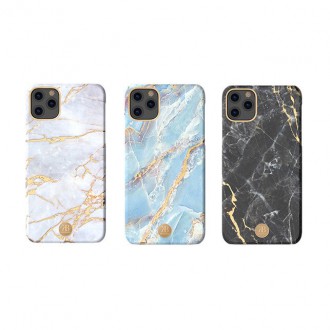 Elegantní kryt pouzdra Kingxbar Marble Series s mramorovým potiskem pro iPhone 11 Pro Max bílá a modrá
