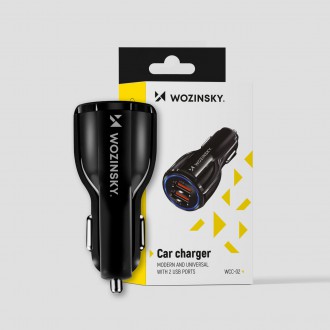 Wozinsky nabíječka do auta 2xUSB černá (WCC-02)