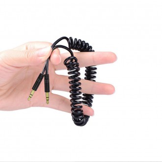 Dudao dlouhý flexibilní kabel AUX mini jack 3,5mm pružina ~150cm černá (L12 černá)