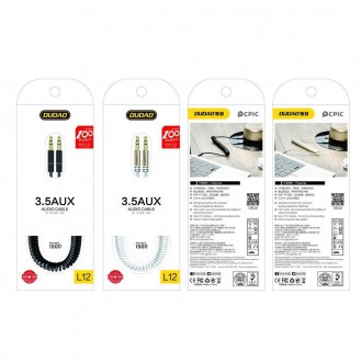 Dudao dlouhý flexibilní kabel AUX mini jack 3,5mm pružina ~150cm černá (L12 černá)