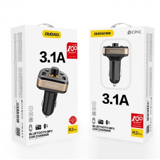 Dudao Bluetooth FM vysílač nabíječka do auta MP3 3.1 A 2x USB černá (R2Pro černá)