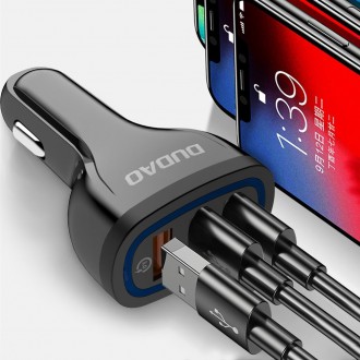 Dudao nabíječka do auta rychlé nabíjení Quick Charge 3.0 QC3.0 2.4A 18W 3x USB černá (R7S černá)