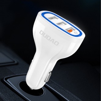 Dudao autonabíječka rychlé nabíjení Quick Charge 3.0 QC3.0 2.4A 18W 3x USB bílá (R7S bílá)