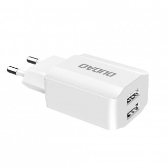 Dudao EU nabíječka 2x USB 5V/2,4A + Lightning bílý kabel (A2EU + Lightning bílý)