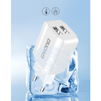 Dudao EU nabíječka 2x USB 5V/2,4A + Lightning bílý kabel (A2EU + Lightning bílý)