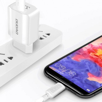 Dudao EU nabíječka 2x USB 5V/2,4A + Lightning bílý kabel (A2EU + Lightning bílý)