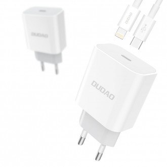 Dudao rychlonabíječka EU USB Type C Power Delivery 18W + kabel USB Type C / Lightning 1m bílý (A8EU + PD kabel bílý)