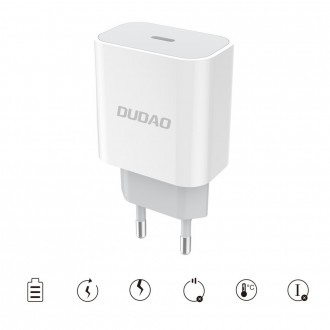 Dudao rychlonabíječka EU USB Type C Power Delivery 18W + kabel USB Type C / Lightning 1m bílý (A8EU + PD kabel bílý)