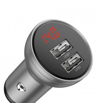 Baseus nabíječka do auta 2x USB 4,8A 24W se stříbrným LCD (CCBX-0S)
