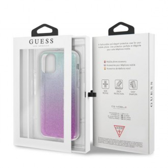 Guess GUHCN65PCUGLPBL iPhone 11 Pro Max růžové modré/růžovo modré pevné pouzdro Glitter Gradient