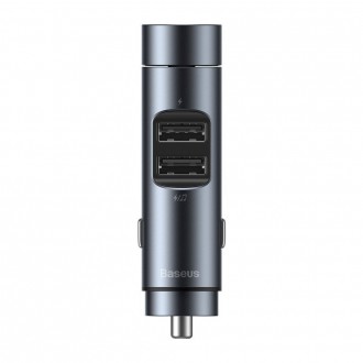 Baseus Energy Column FM vysílač Bluetooth 5.0 nabíječka do auta 2x USB 3.1A QC3.0 šedá (CCNLZ-0G)