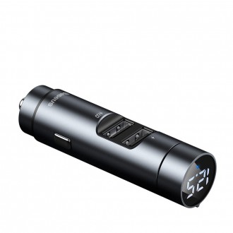 Baseus Energy Column FM vysílač Bluetooth 5.0 nabíječka do auta 2x USB 3.1A QC3.0 šedá (CCNLZ-0G)