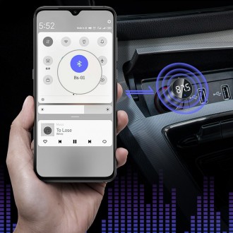 Baseus Energy Column FM vysílač Bluetooth 5.0 nabíječka do auta 2x USB 3.1A QC3.0 šedá (CCNLZ-0G)