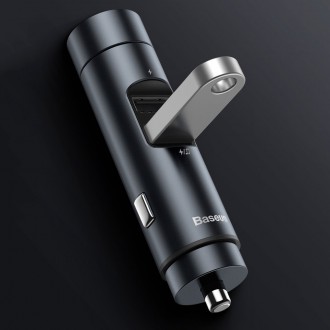 Baseus Energy Column FM vysílač Bluetooth 5.0 nabíječka do auta 2x USB 3.1A QC3.0 šedá (CCNLZ-0G)