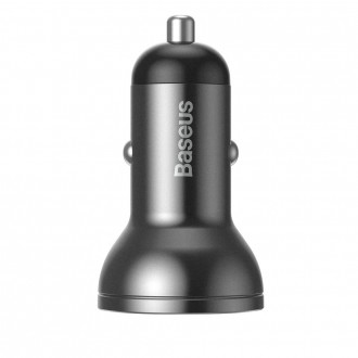 Baseus 2x USB 4.8A 24W nabíječka do auta s LCD + 3v1 kabel USB - USB Type C / micro USB / Lightning 1,2 m černá (TZCCBX-0G)
