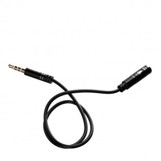 Dudao 4-pólový kabel AUX prodlužovací kabel pro sluchátka s mikrofonem 3,5 mm mini jack černý