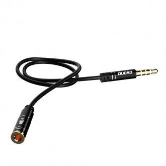 Dudao 4-pólový kabel AUX prodlužovací kabel pro sluchátka s mikrofonem 3,5 mm mini jack černý