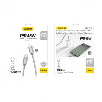 Dudao kabel USB typu C - Lightning Power Delivery 45W 1m šedý (L5Pro šedý)