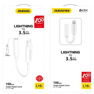 Dudao audio adaptér adaptér sluchátek z Lightning na 3,5 mm mini jack bílý (L16i bílý)