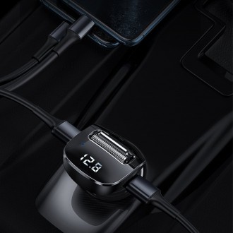Baseus F40 FM audio vysílač Bluetooth AUX port nabíječka do auta 2x USB 15W 2A černá (CCF40-01)