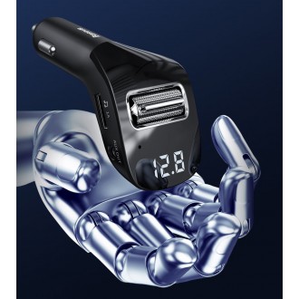 Baseus F40 FM audio vysílač Bluetooth AUX port nabíječka do auta 2x USB 15W 2A černá (CCF40-01)