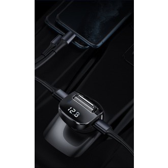 Baseus F40 FM audio vysílač Bluetooth AUX port nabíječka do auta 2x USB 15W 2A černá (CCF40-01)