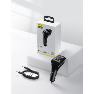 Baseus F40 FM audio vysílač Bluetooth AUX port nabíječka do auta 2x USB 15W 2A černá (CCF40-01)