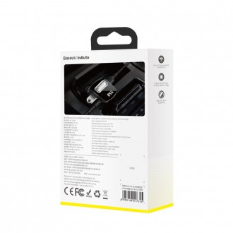 Baseus F40 FM audio vysílač Bluetooth AUX port nabíječka do auta 2x USB 15W 2A černá (CCF40-01)