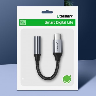 Ugreen Headphone Adapter with 3.5mm mini jack to USB Type C 10cm gray (30632)