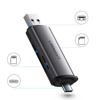 [ON RETURN] Ugreen SD / micro SD card reader for USB 3.0 / USB Type C 3.0 gray (50706)