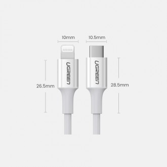 Ugreen cable USB Type C - Lightning MFI 1m 3A 18W white (10493)