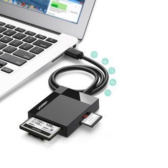 Ugreen USB 3.0 SD / micro SD / CF / MS čtečka paměťových karet černá (30231)