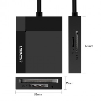 Ugreen USB 3.0 SD / micro SD / CF / MS čtečka paměťových karet černá (30231)