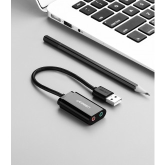 [ON RETURN] Ugreen external sound card music adapter USB - 3.5 mm mini jack 15cm black (30724)