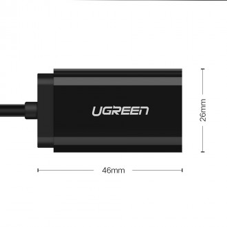 [ON RETURN] Ugreen external sound card music adapter USB - 3.5 mm mini jack 15cm black (30724)