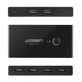 Ugreen switch box HUB switch 4x USB 2.0 USB splitter for two computers black (30767)