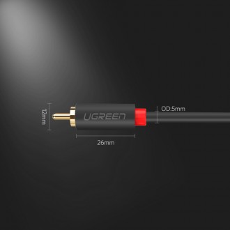 Ugreen cable stereo audio video 2 RCA 2x Cinch 5m gray (10520)
