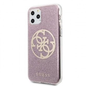 Guess GUHCN65PCUGLPI iPhone 11 Pro Max růžové/růžové pevné pouzdro 4G Circle Glitter