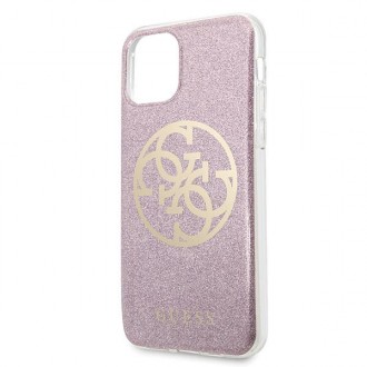 Guess GUHCN65PCUGLPI iPhone 11 Pro Max růžové/růžové pevné pouzdro 4G Circle Glitter