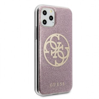 Guess GUHCN65PCUGLPI iPhone 11 Pro Max růžové/růžové pevné pouzdro 4G Circle Glitter