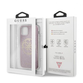 Guess GUHCN65PCUGLPI iPhone 11 Pro Max růžové/růžové pevné pouzdro 4G Circle Glitter