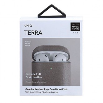 UNIQ etui Terra AirPods 1/2 gen. Genuine Leather beżowy/beige