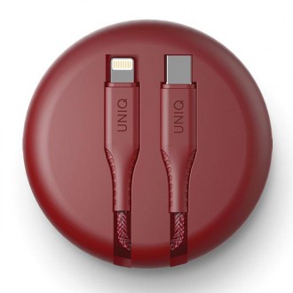 UNIQ kabel MFI Halo USB-C-Lightning 18W nylonowy zwijany 1,2m czerwony/carmine red