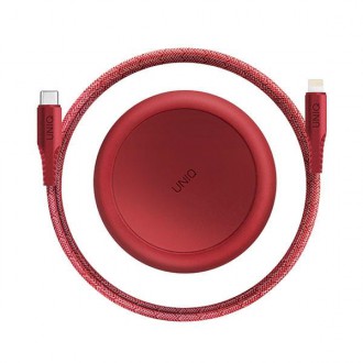 UNIQ kabel MFI Halo USB-C-Lightning 18W nylonowy zwijany 1,2m czerwony/carmine red