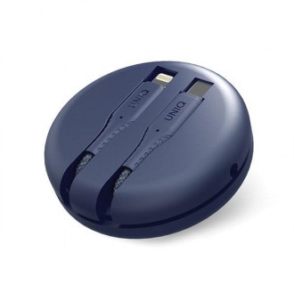 UNIQ kabel MFI Halo USB-C-Lightning 18W nylonowy zwijany 1.2m niebieski/marine blue